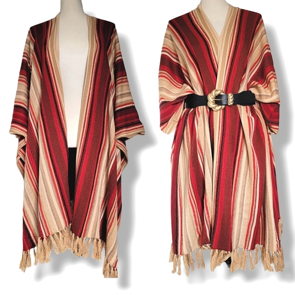 Lauren RL Open Front Oversized Cotton-Linen Blend Cardigan Poncho Wrap - Picture 1 of 11